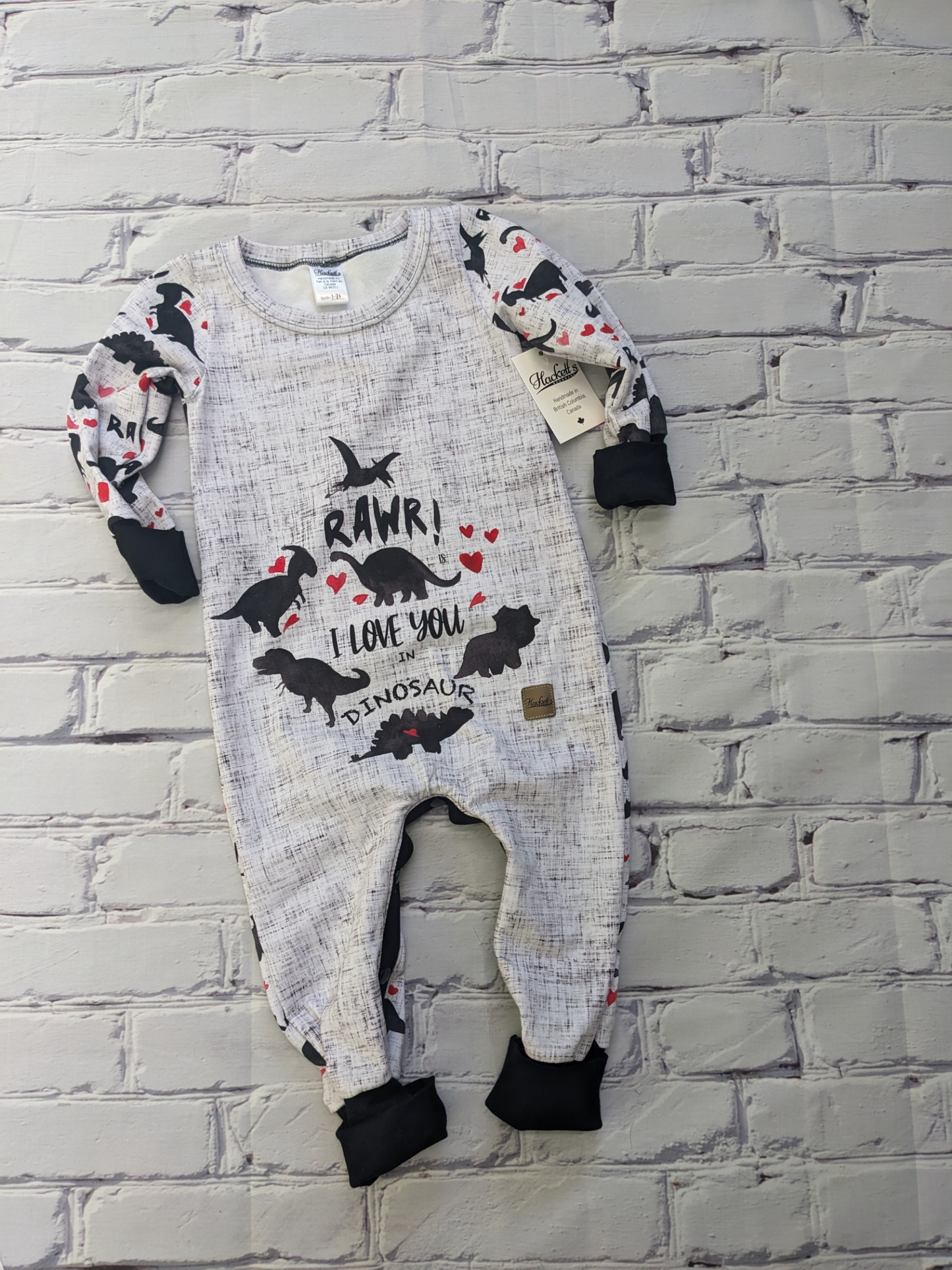 1-3t Dinosaur Love Romper