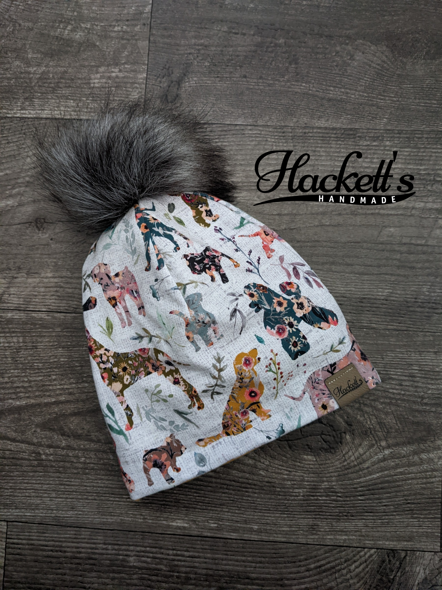 Floral Dogs Beanie